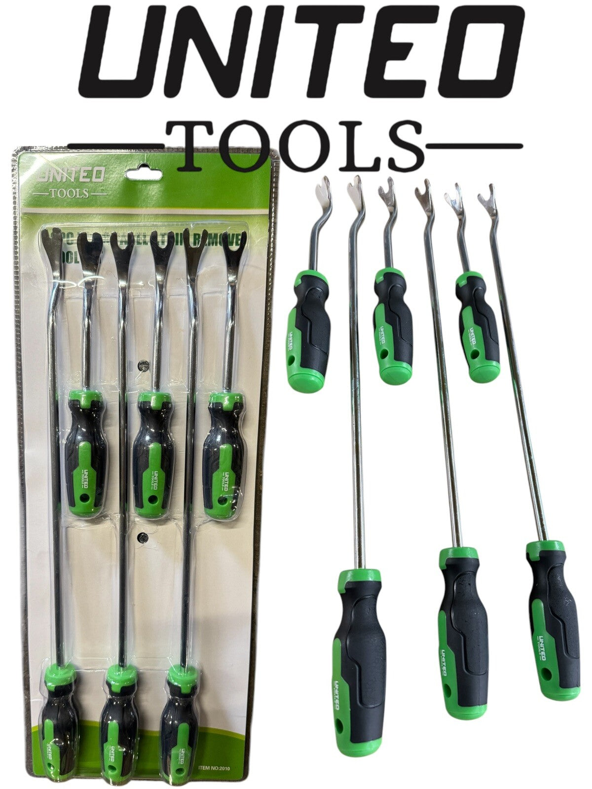 United Tools 6pc Door Panel Trim Removal Tool Kit Clip Pry Bar Set