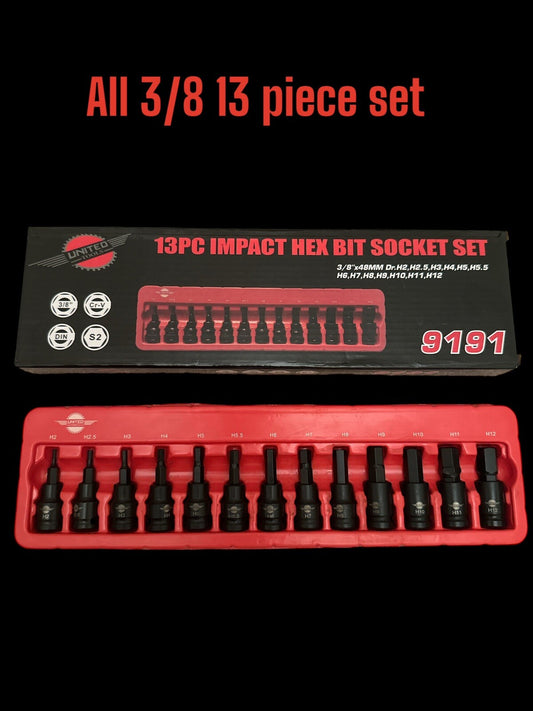 35PC IMPACT HEX TORX SPLINE Bit Sockets 3/8" Dr Short Reach Star Hx ALLEN