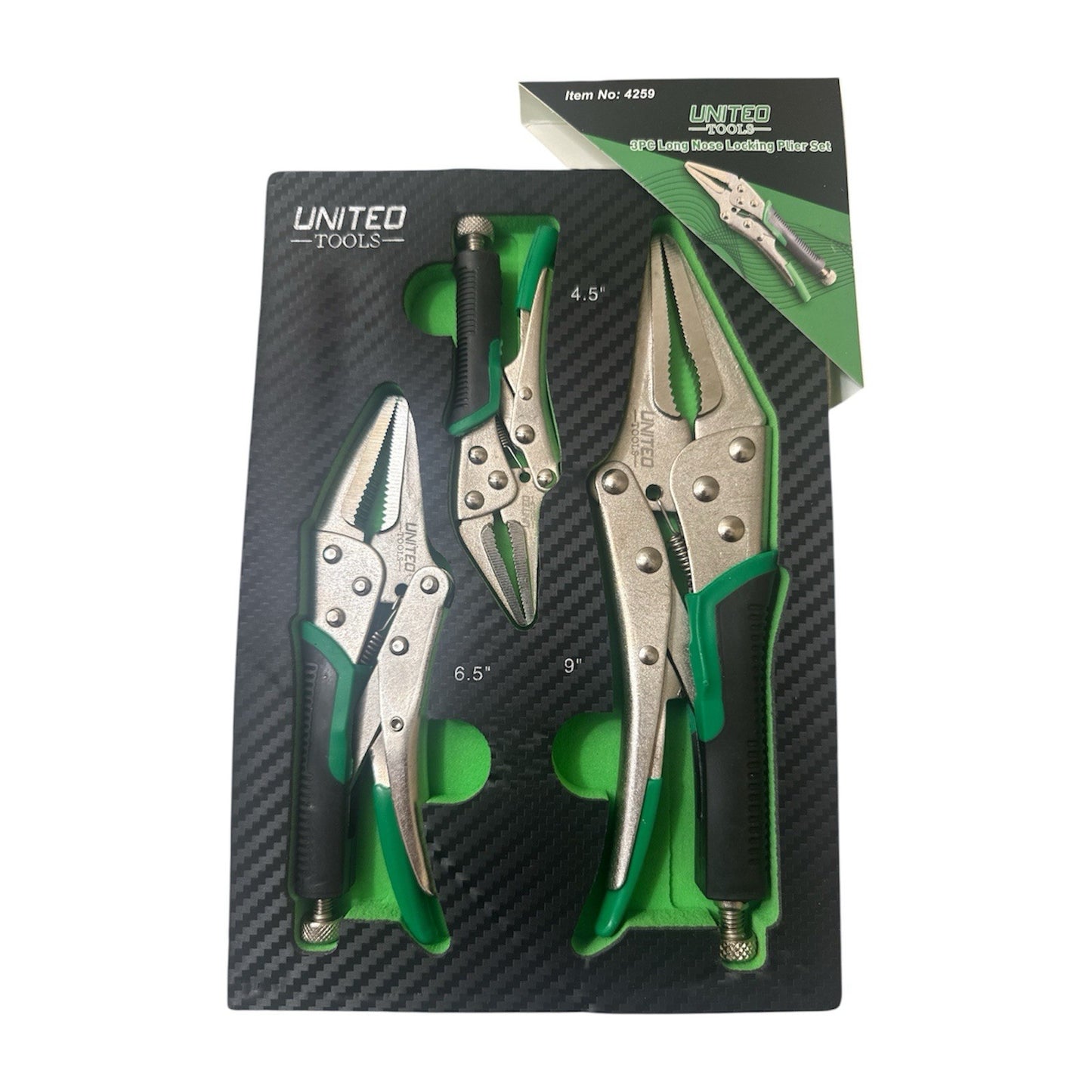 United Tools 3PC Long Nose Locking Plier Pliers Set 45-10" Mole Grips Clamps