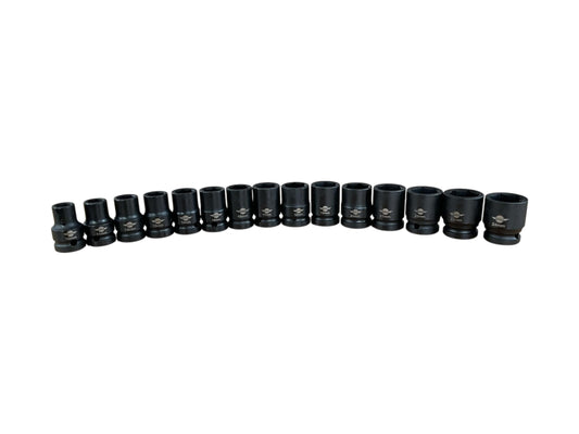IMPACT Wrench Socket Set 15PC 1/2 Square Dr Metric 10-24mm 1215