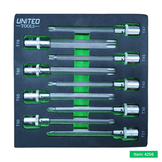 9PC 1/2" Dr 140mm Long TORX Bit Sockets-T27/30/40/45/47/50/55/60/70