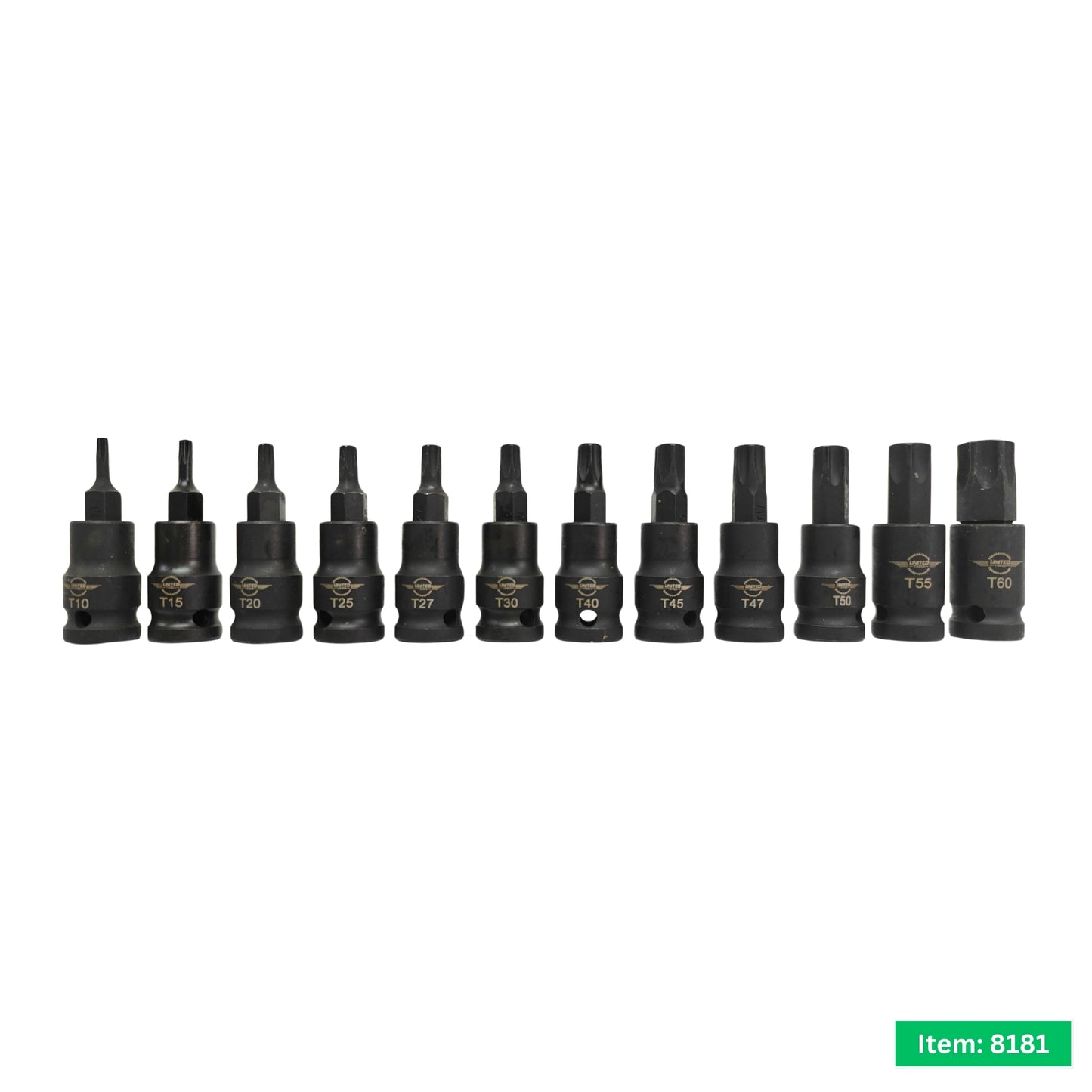 United Tools 12PC Impact Torx Bit Socket Set 3/8" Dr T10-T60 EVA Tray