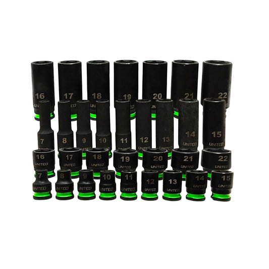 32PC 3/8 Dr IMPACT DEEP And SHALLOW Sockets Metric 8-22mm