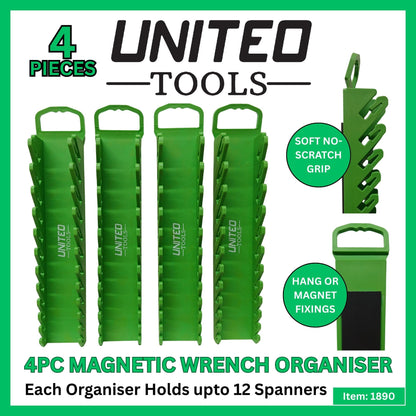 United Tools 4pc Magnetic Spanner Organiser Wrench Holder Rack Set