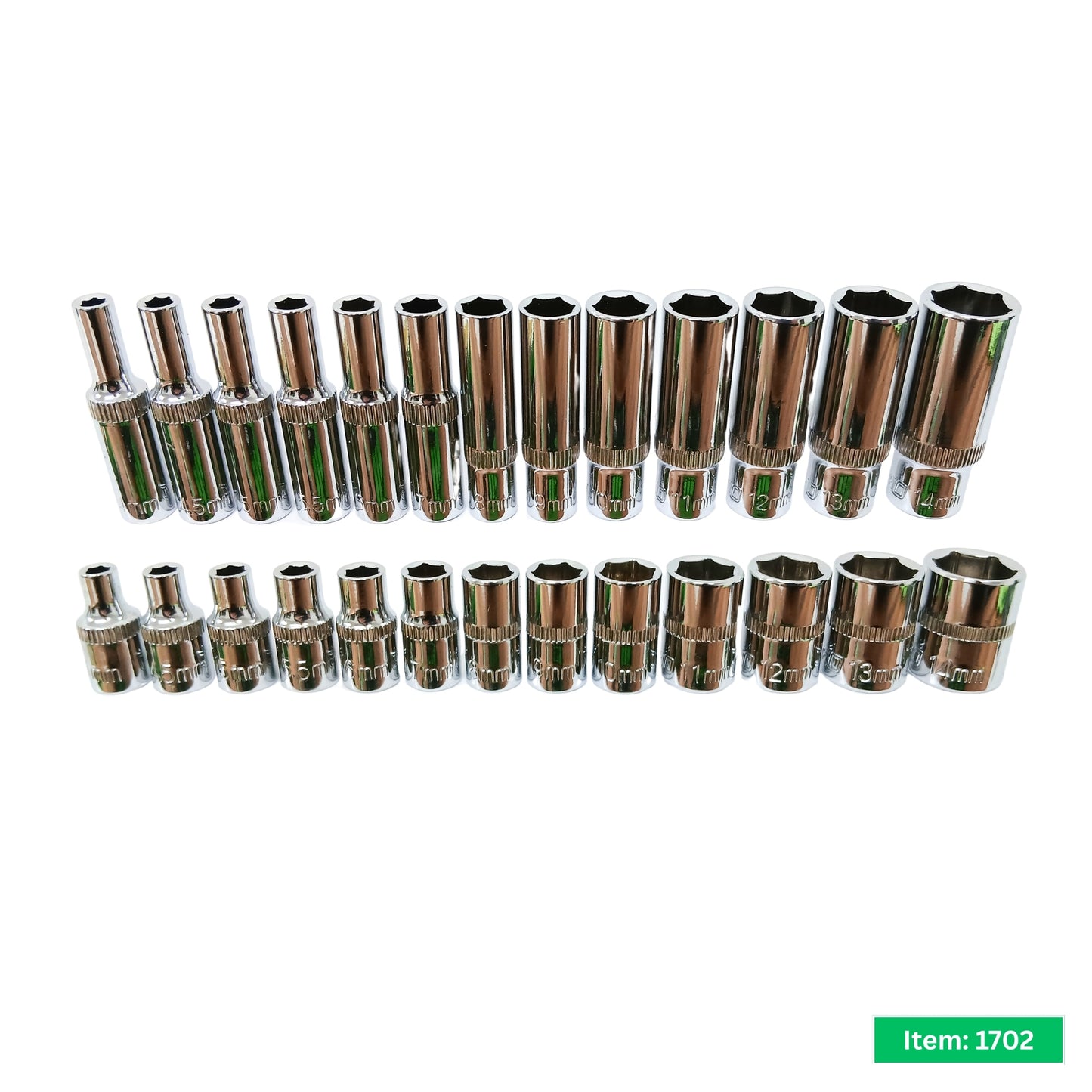 26PC Socket Set 1/4" Drive CrV 6-Point 4-14mm Deep & Shallow in EVA Foam Tray