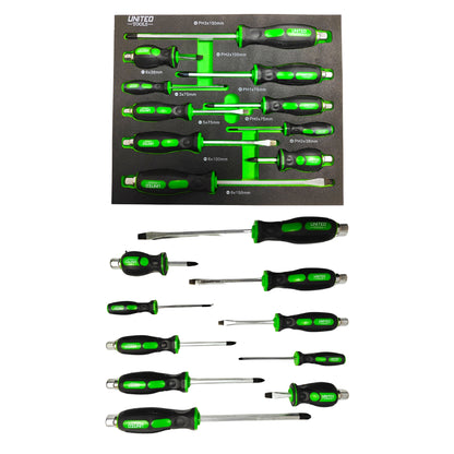 United Tools 10PC S2 Screwdriver Set Phillips Slotted Go Through Shafts