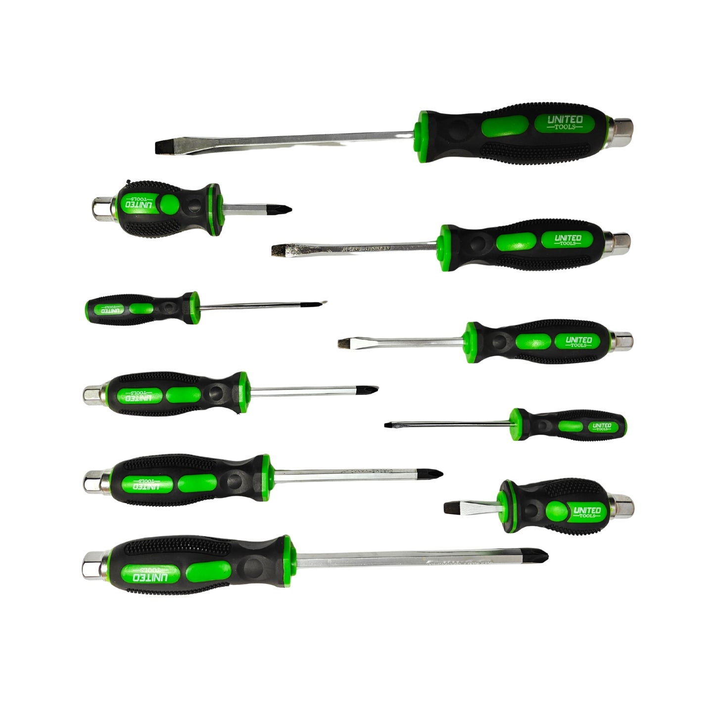 United Tools 10PC S2 Screwdriver Set Phillips Slotted Go Through Shafts