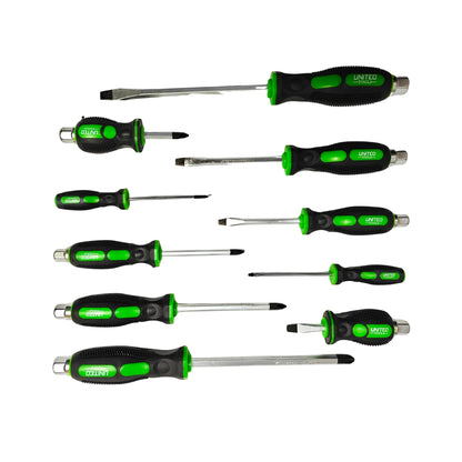 United Tools 10PC S2 Screwdriver Set Phillips Slotted Go Through Shafts
