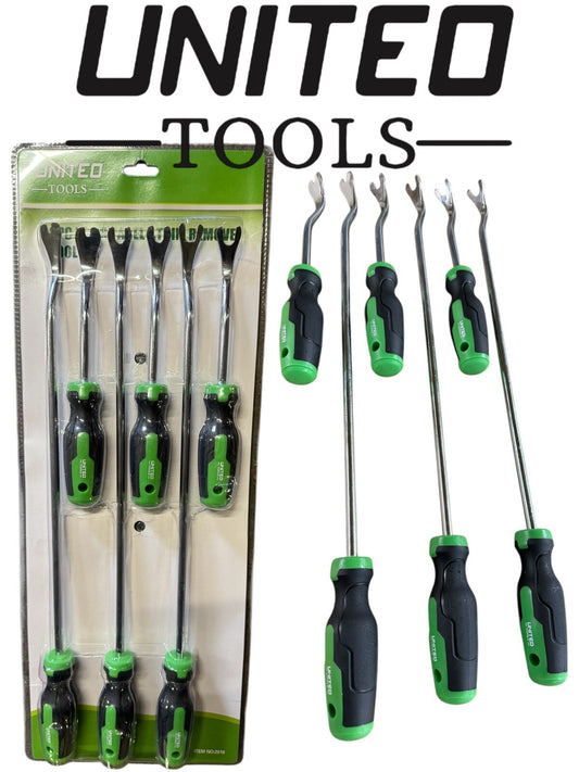 United Tools 6pc Door Panel Trim Removal Tool Kit Clip Pry Bar Set