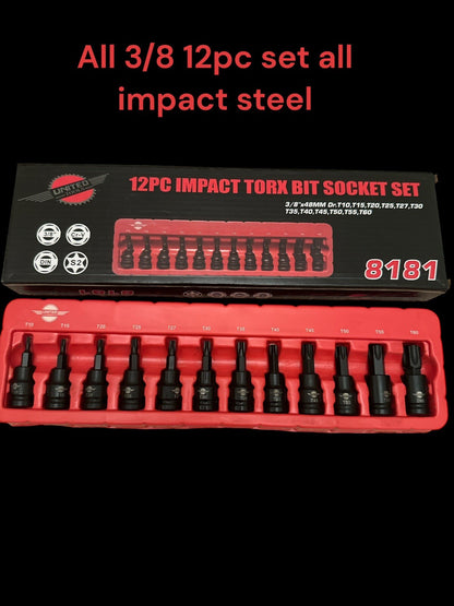 35PC IMPACT HEX TORX SPLINE Bit Sockets 3/8" Dr Short Reach Star Hx ALLEN
