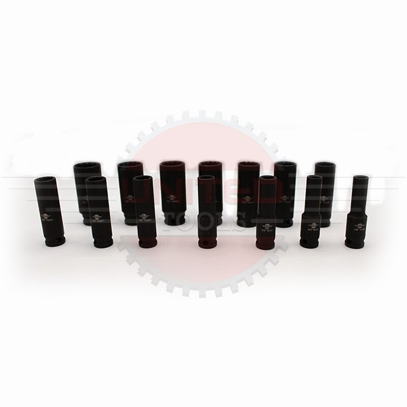 IMPACT 12 Point DEEP Socket Set 3/8"Dr 7-21mm Double HEX Long Reach DEEP Sockets