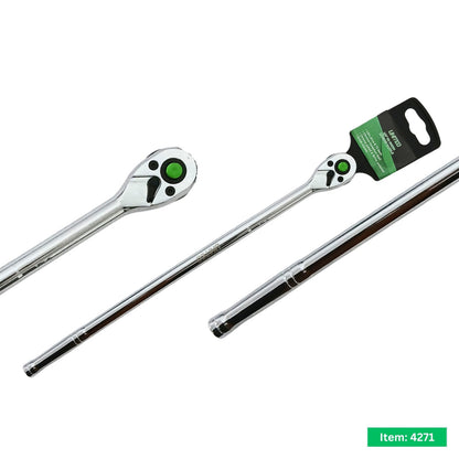 3/8" Drive 457mm Long Ratchet Handle Reversible Quick Release 72 Teeth