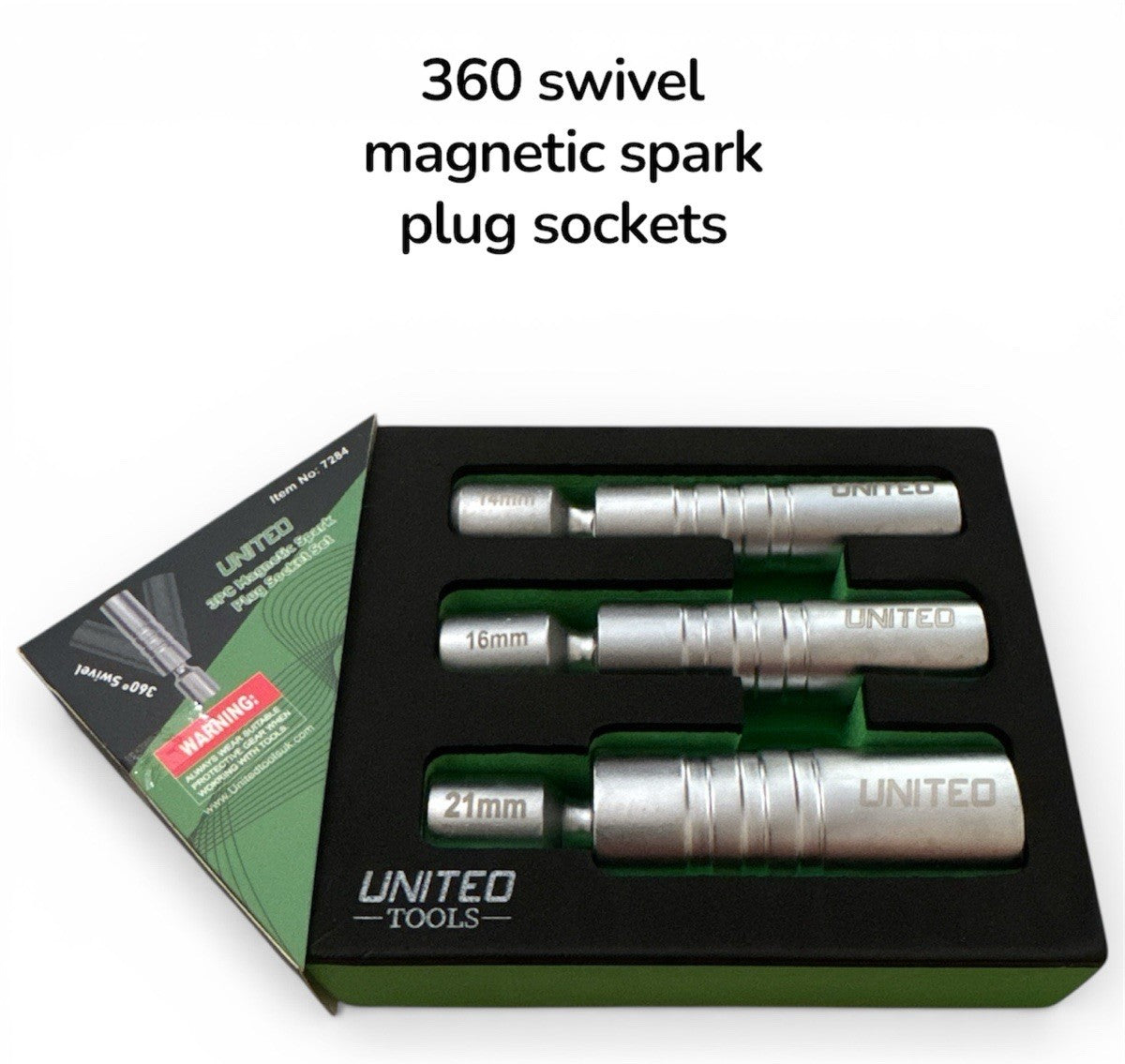 360° Spark Plug Socket Set 3/8"Dr Thin Wall Magnetic Sockets 14mm 16mm In EVA