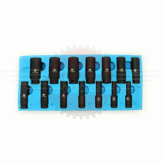 IMPACT 12 Point DEEP Socket Set 3/8"Dr 7-21mm Double HEX Long Reach DEEP Sockets