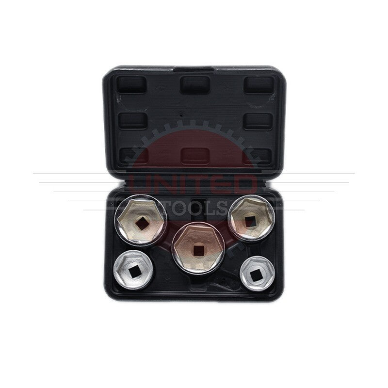 Oil Filter Socket Set 5PC 3/8" Dr 24 27 32 36 38mm Removal Tool Case US PRO HEX