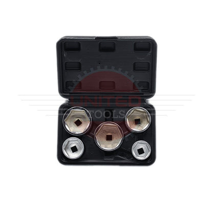 Oil Filter Socket Set 5PC 3/8" Dr 24 27 32 36 38mm Removal Tool Case US PRO HEX