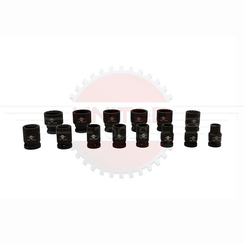 IMPACT 12 Point Socket Set 3/8" Dr Double HEX SHALLOW Sockets Set 14PC Tools