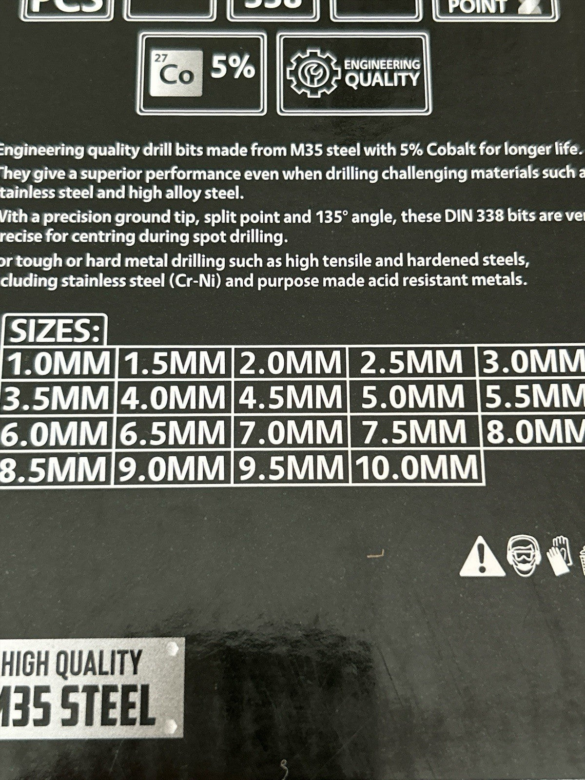 INDUSTRIAL 19pc HSS Cobalt Metric Drill Bit Set 1 - 10mm