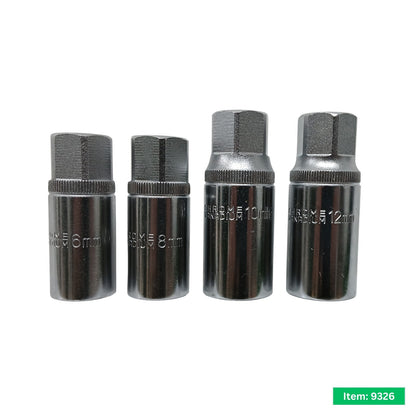 United Tools 4pc 1/2in Drive Stud Extractor Set 6-12mm CR-V Steel Tool Kit
