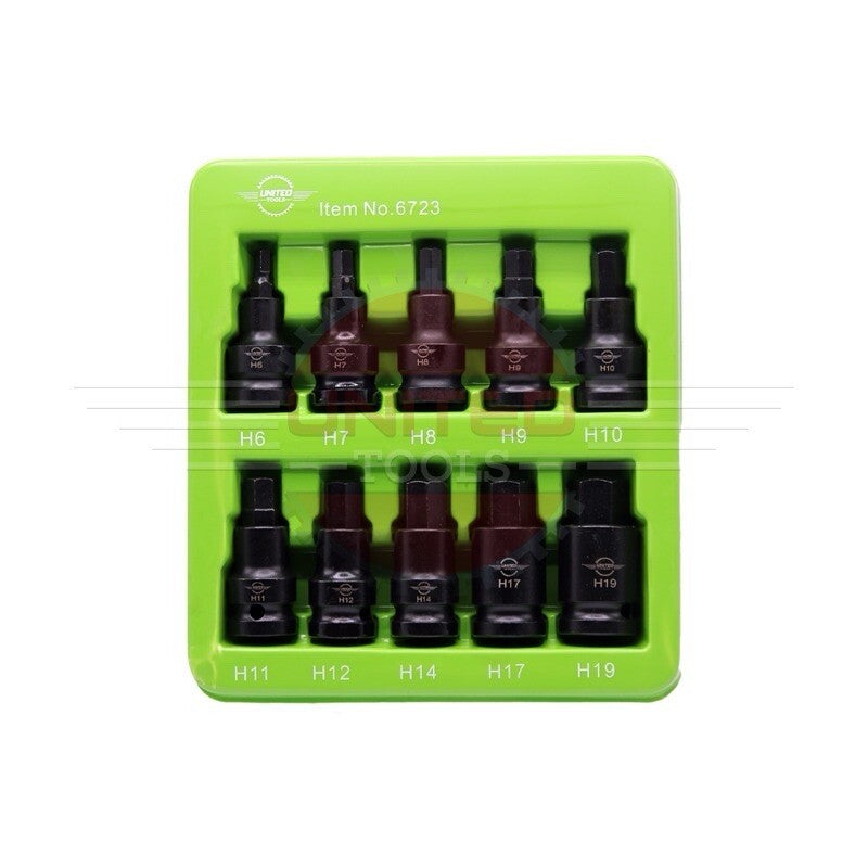 10PC IMPACT HEX Bit Tools Socket Set 1/2" Dr 4-19mm ALLEN Key