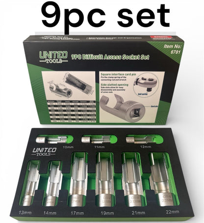 United Difficult Access Socket Set Lambda Oxygen Sensor 10-22mm 9PC EVA Foam