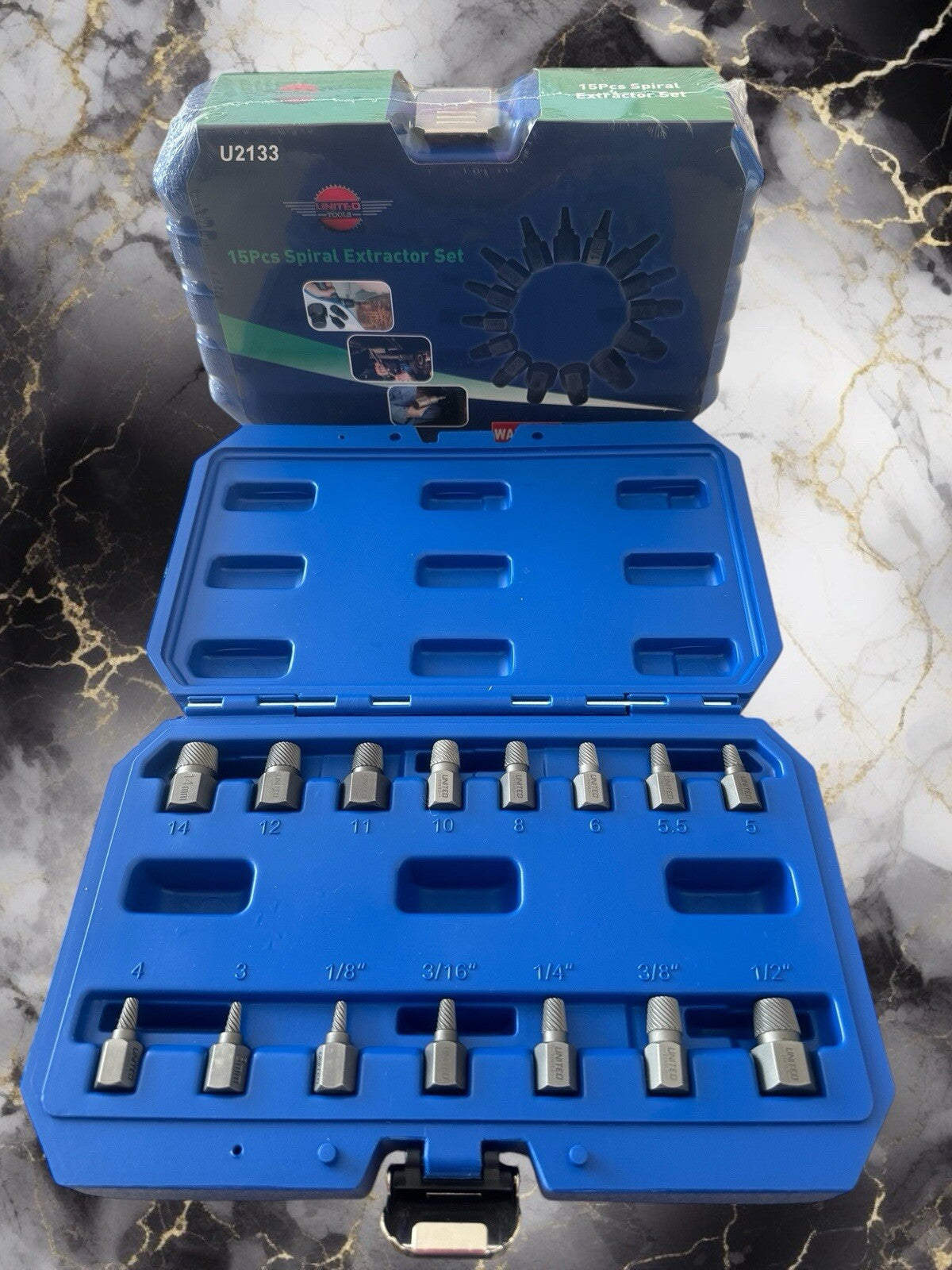 Pro Heavy Duty Screw Stud Bolt Extractor Set 15PC Metric SAE 2637 LH Spiral HEX