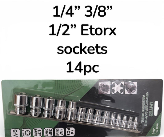 United Tools 14PC 1/4" 3/8'' 1/2'' Dr E-TORX Socket Set On Rail