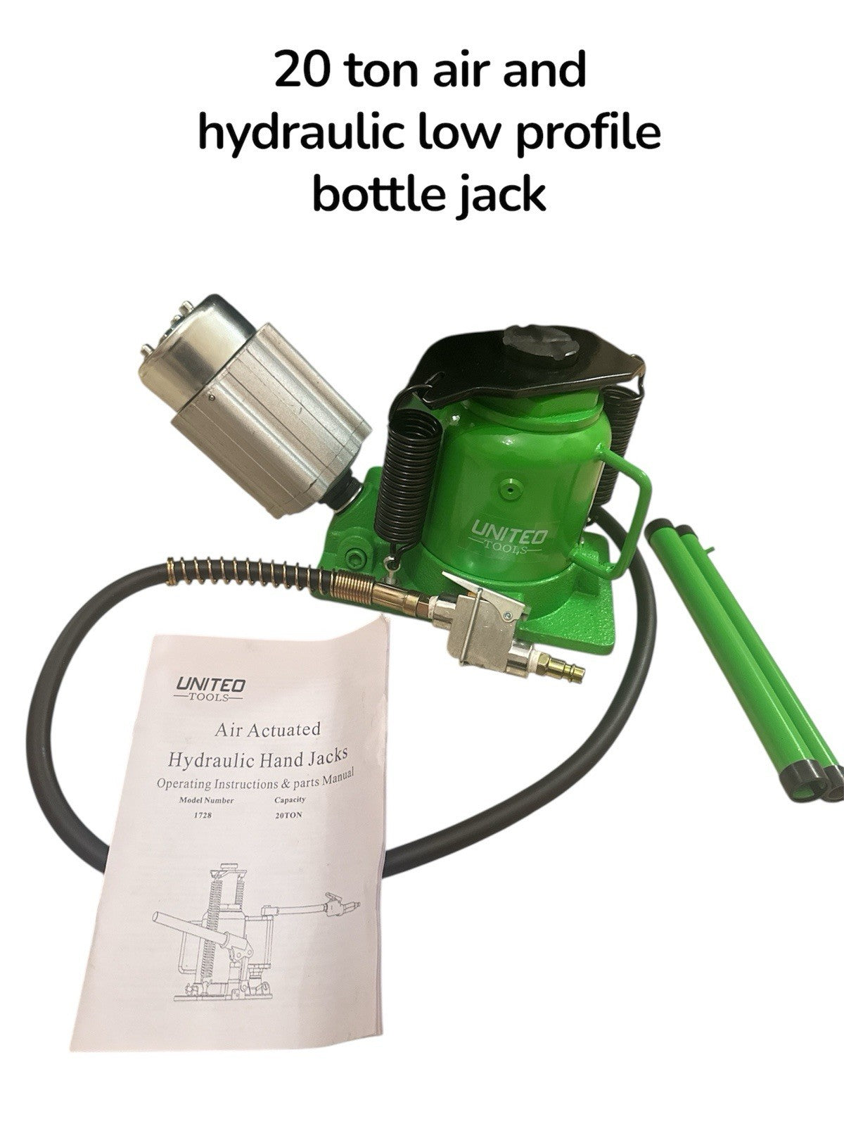 Air Hydraulic Bottle Jack Low-Profile 20 Ton Lifting Ram Car Van Truck Heavy