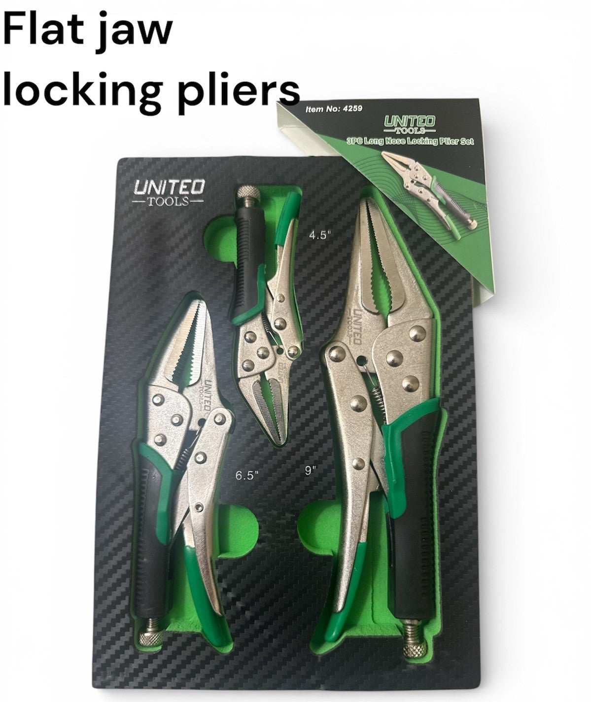 United Tools 3PC Long Nose Locking Plier Pliers Set 45-10" Mole Grips Clamps