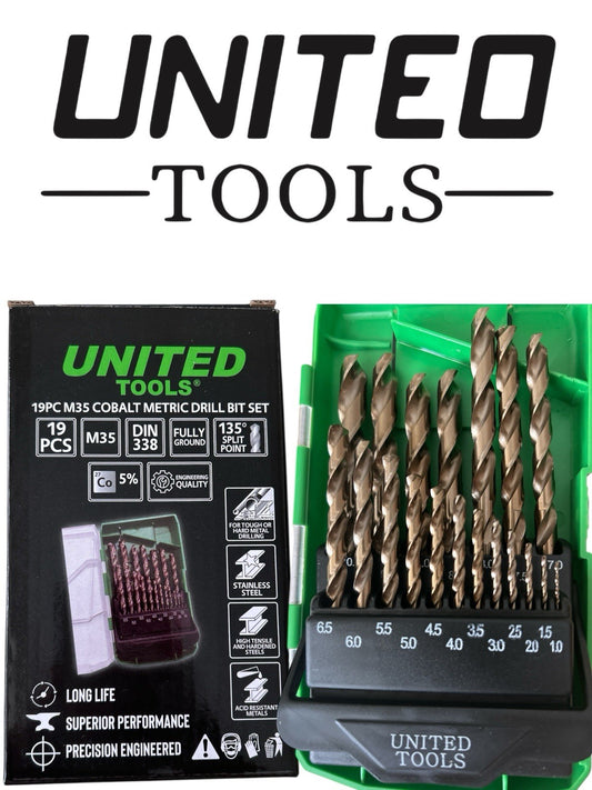 INDUSTRIAL 19pc HSS Cobalt Metric Drill Bit Set 1 - 10mm
