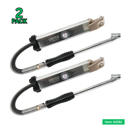 2 Pack Professional Tyre Inflator & Gauge 160psi 11bar Heavy Duty