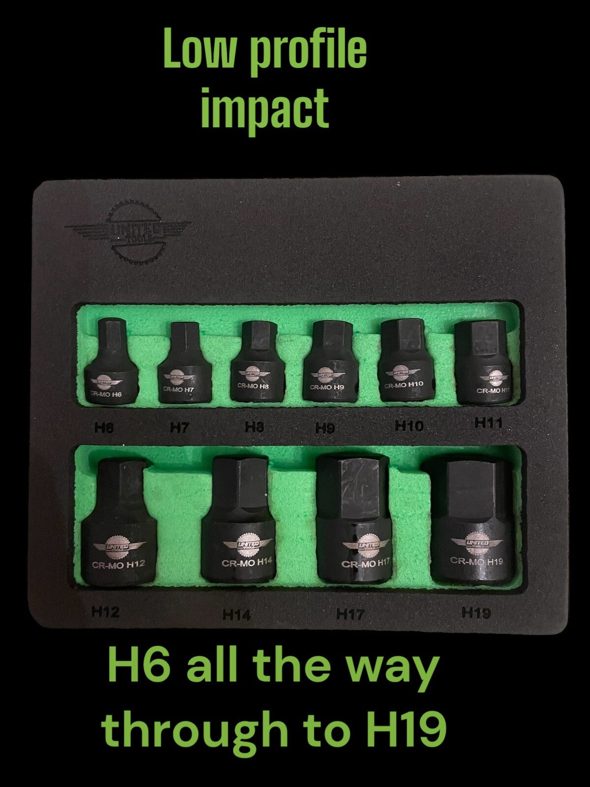 IMPACT Stubby 10PC HEX ALLEN Key Bit Socket Set Low Profile 1/4" & 3/8"Dr H6-H19