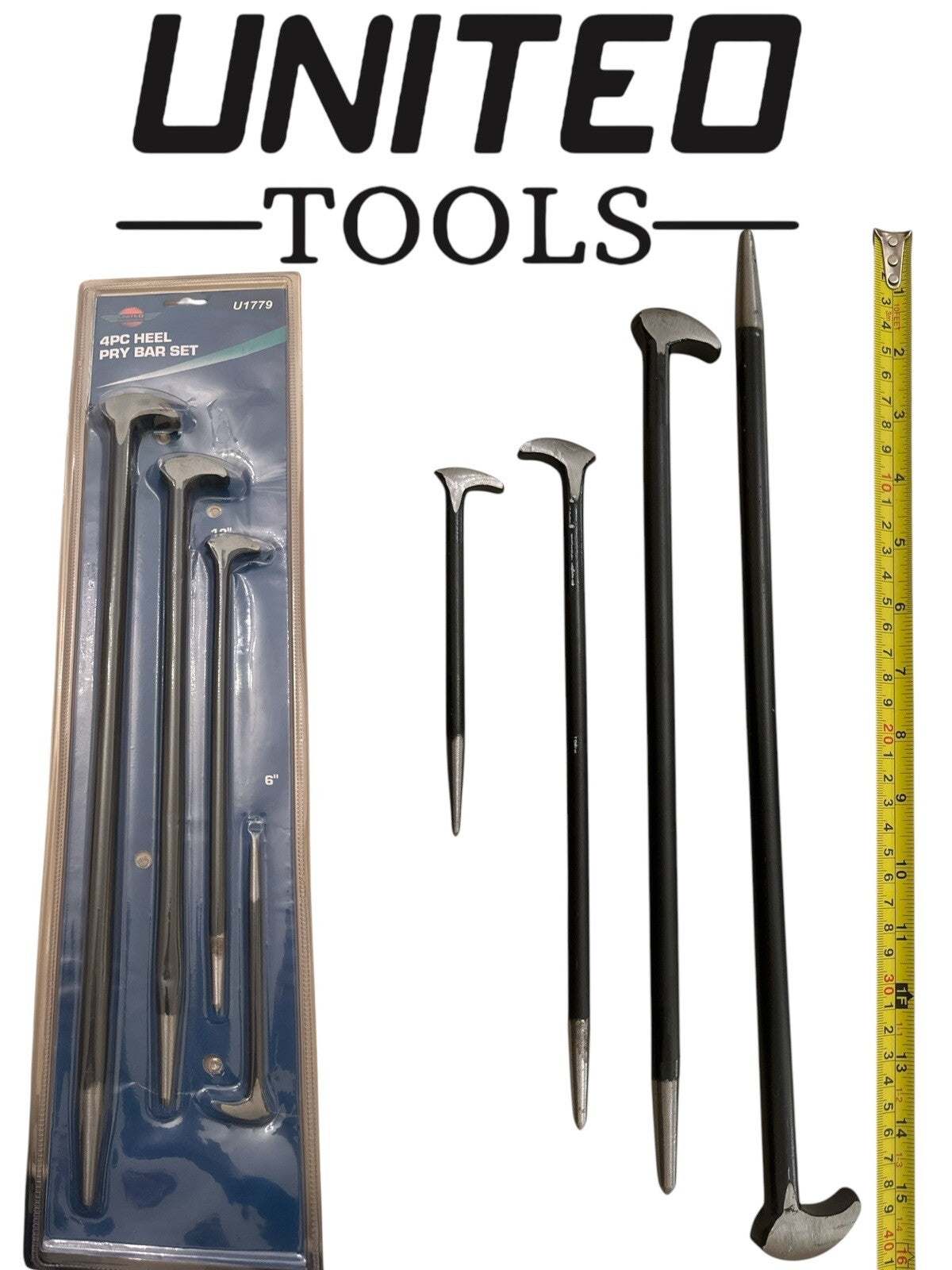 New 4PC Podger Heel Pry Bar Set Crow Bar Slipper Foot Lever Tool 150-500mm