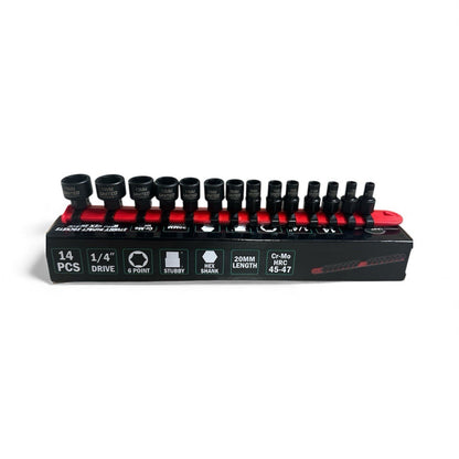 IMPACT Sockets Set 1/4” Dr SHALLOW Stubby IMPACT Sockets 4 to 15mm HEX 6pt HEX
