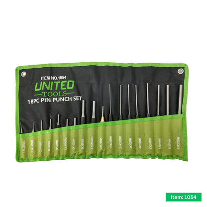 United Tools 18pc Pin Punch Set CR-V Steel with Auto Centre Punch & Case