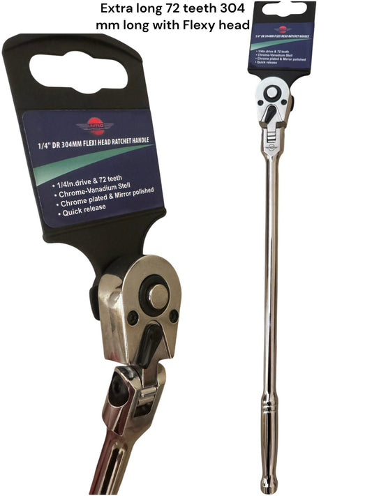 United Tools 1/4in. DRIVE EXTRA LONG FLEXI-HEAD RATCHET, 305mm LONG wrench