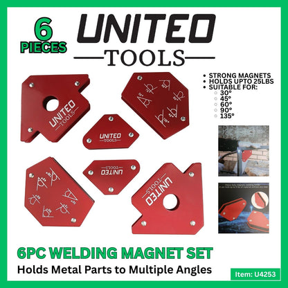 6PC Welding Magnet Set-30/45/60/90/135 Degree Angles