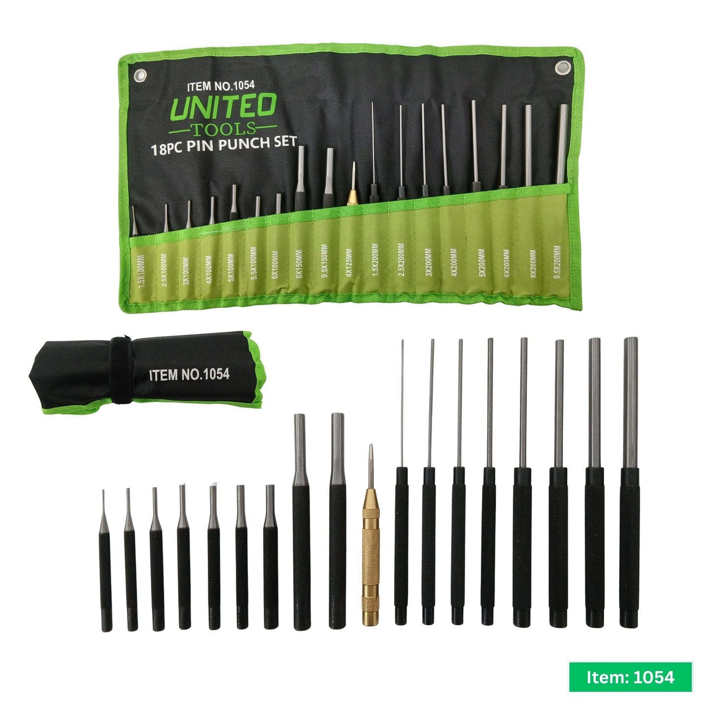 United Tools 18pc Pin Punch Set CR-V Steel with Auto Centre Punch & Case