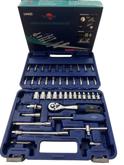 United Socket Set 46PC 1/4" Dr Tool Set With Ratchet TORX HEX Uj Adaptor Pz2