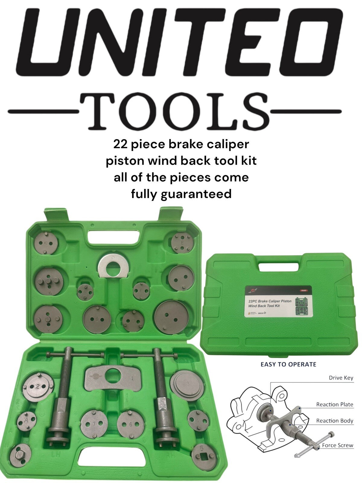 United Brake Caliper Piston Rewind Wind Back Tool Kit 22PC Set Universal