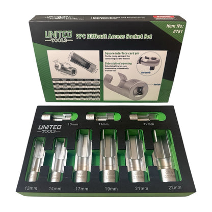 United Difficult Access Socket Set Lambda Oxygen Sensor 10-22mm 9PC EVA Foam