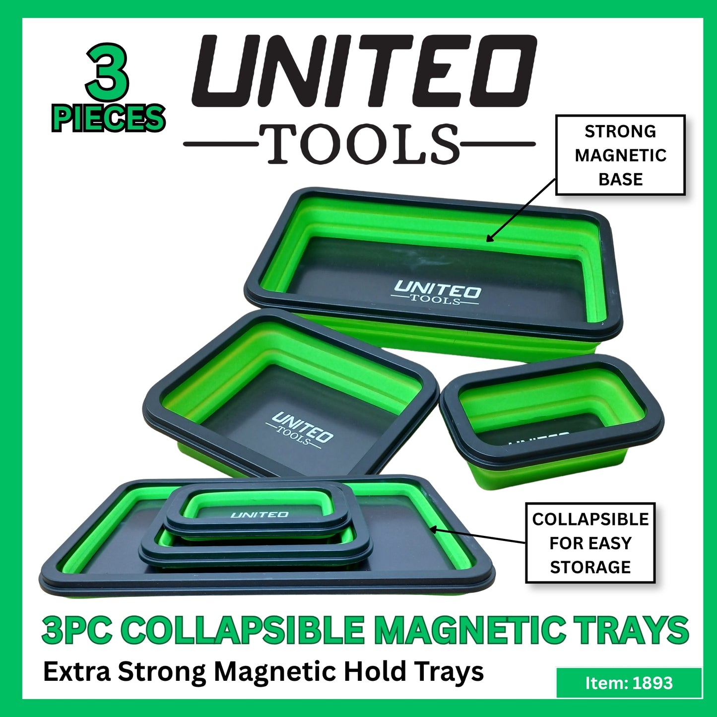 3PC Collapsible Magnetic Parts Tray