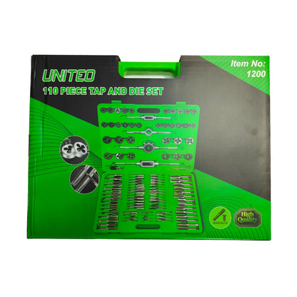 United Tools 110PC Tap & Die Set Metric Thread Cutting Kit Blow Case