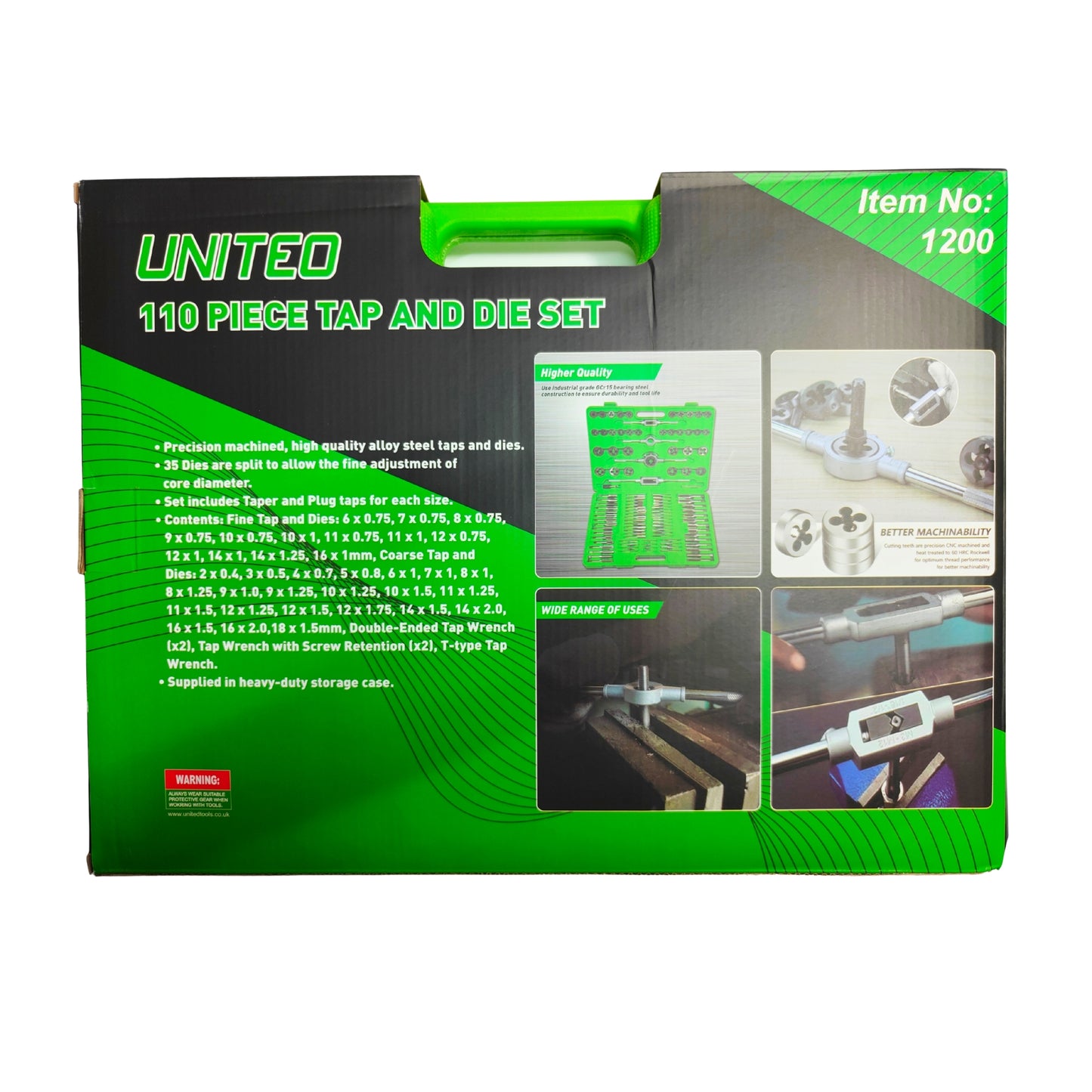 United Tools 110PC Tap & Die Set Metric Thread Cutting Kit Blow Case