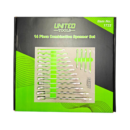 United Tools 16PC Extra Long Combination Spanner Set Cr-V EVA Foam Tray
