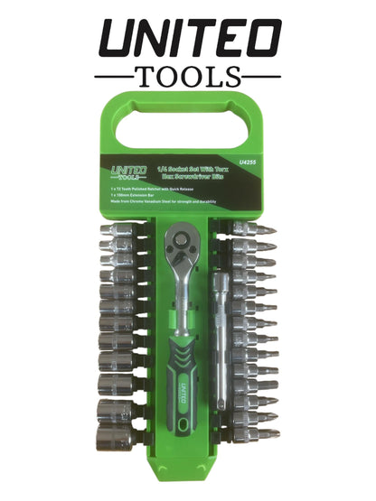 1/4 Socket Set With TORX HEX Screwdriver Bits