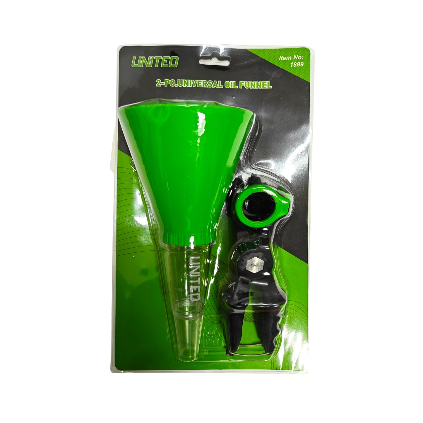 United Tools Universal Oil Funnel Set 2PC Flexible Spout Clamp Design