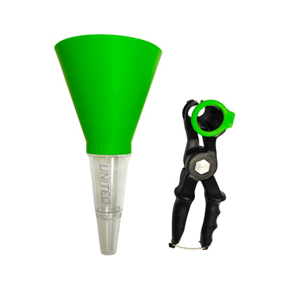 United Tools Universal Oil Funnel Set 2PC Flexible Spout Clamp Design