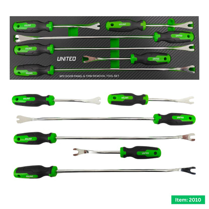 6PC Door Panel Removal Tool Kit U-Slot Pry Bars EVA Foam Tray
