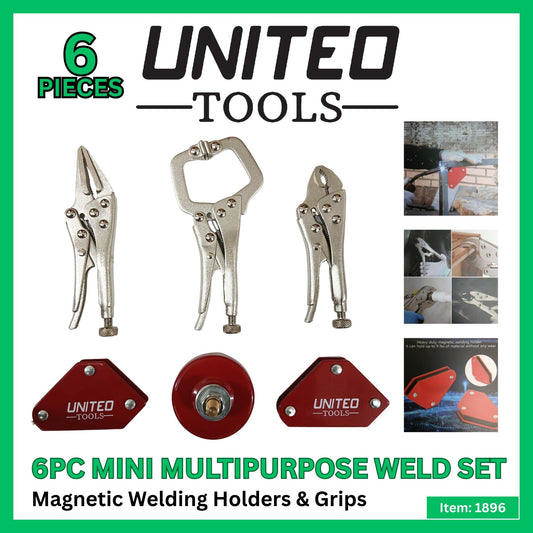 6PC Mini Multi Purpose Welding Tool Set-Inc Mole Grips & Welding Magnets